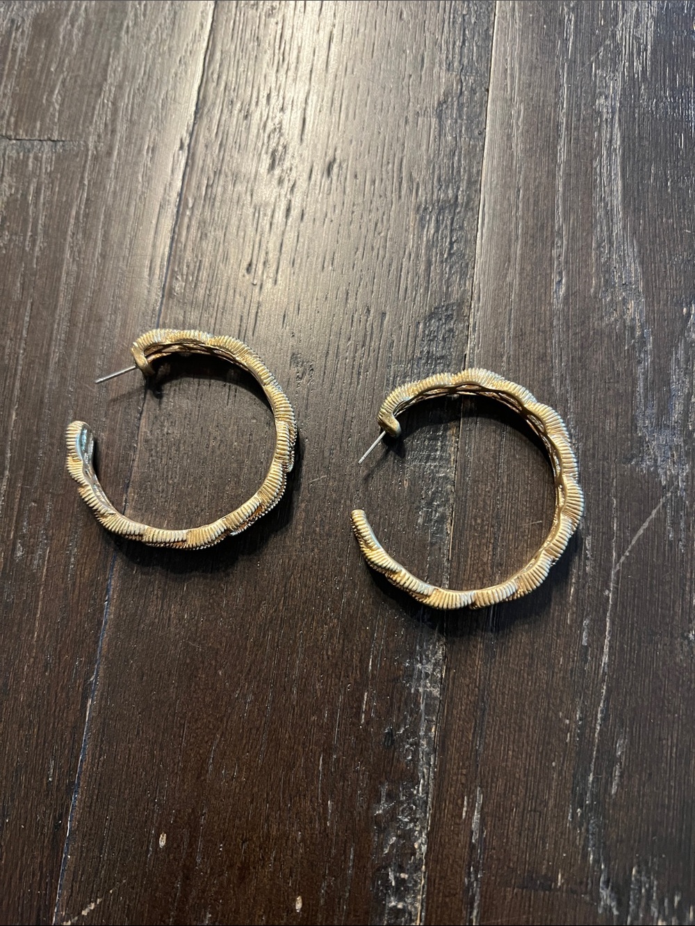 Gold-Tone Textured Hoop Earrings - Women's Jewelry